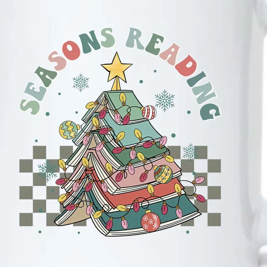 Christmas Seasons Reading Retro Book Tree Lights Xmas Reader Gift Black Color Changing Mug