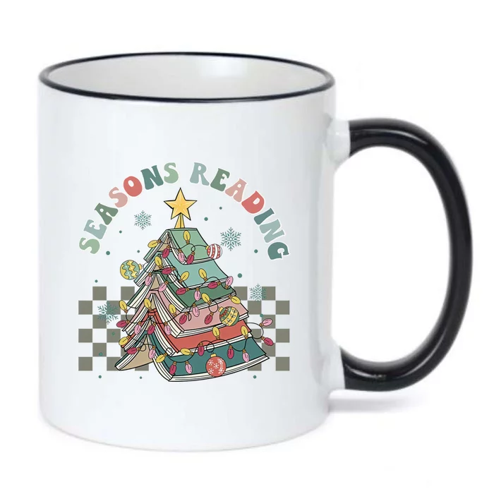 Christmas Seasons Reading Retro Book Tree Lights Xmas Reader Gift Black Color Changing Mug