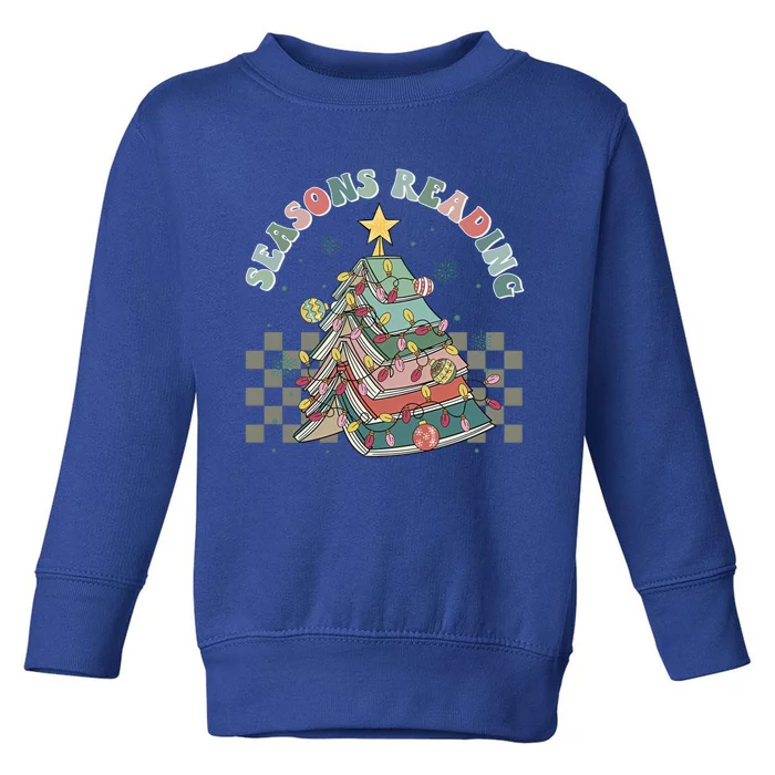 Christmas Seasons Reading Retro Book Tree Lights Xmas Reader Gift Toddler Sweatshirt