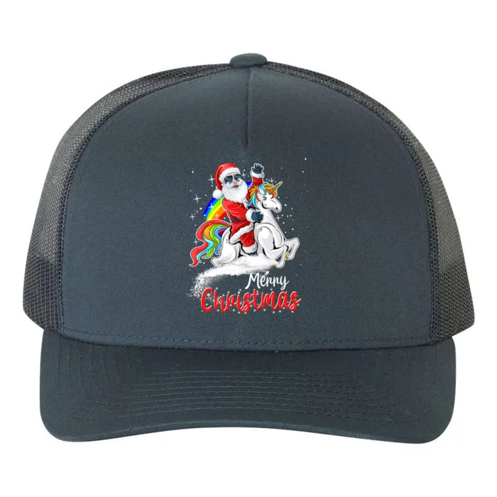 Christmas Santa Riding Unicorn Xmas Rainbow Funny Gift Yupoong Adult 5-Panel Trucker Hat