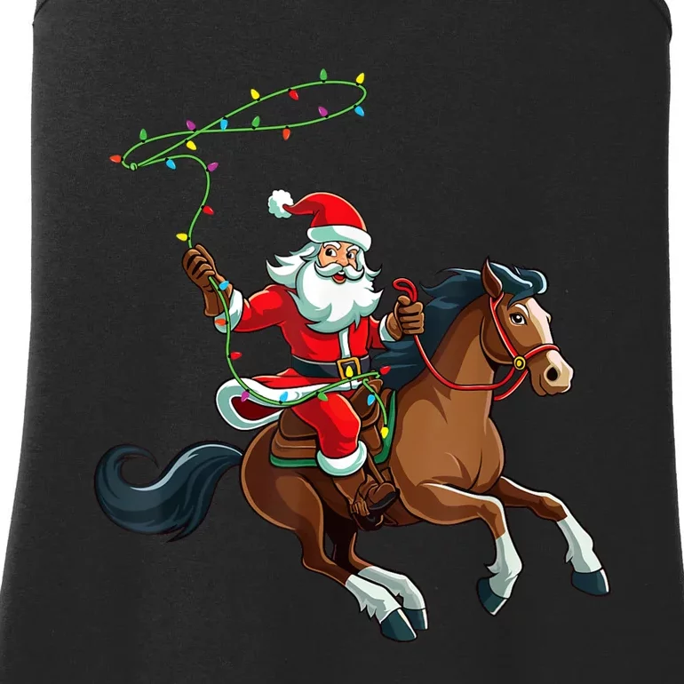 Cowboy Santa Riding A Horse Christmas Funny Ladies Essential Tank