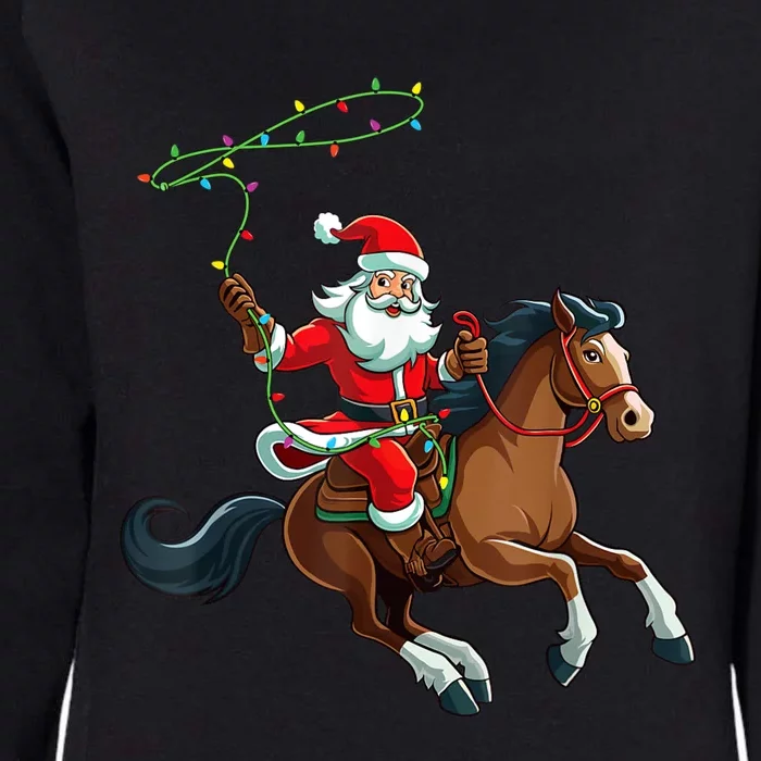 Cowboy Santa Riding A Horse Christmas Funny Womens California Wash Sweatshirt