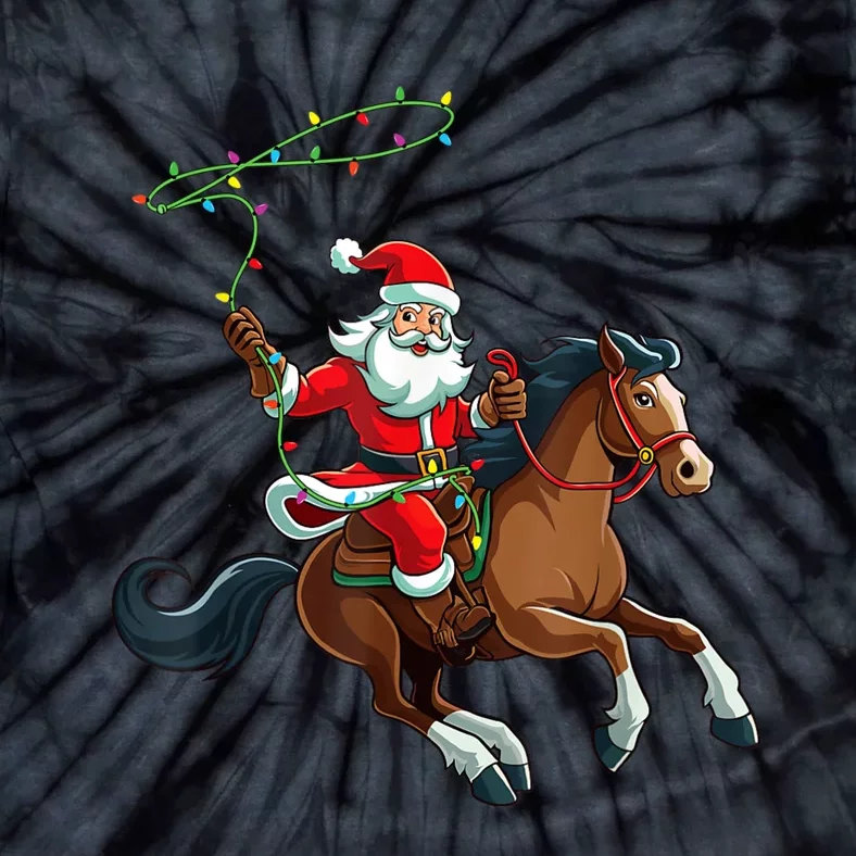 Cowboy Santa Riding A Horse Christmas Funny Tie-Dye T-Shirt