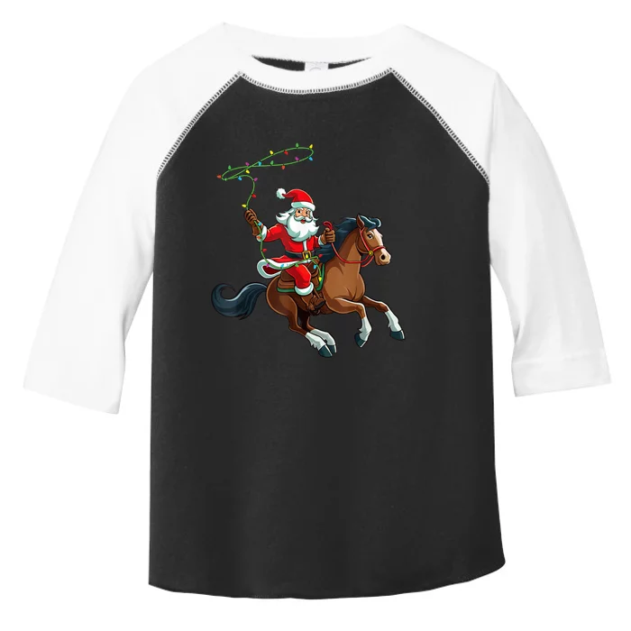 Cowboy Santa Riding A Horse Christmas Funny Toddler Fine Jersey T-Shirt