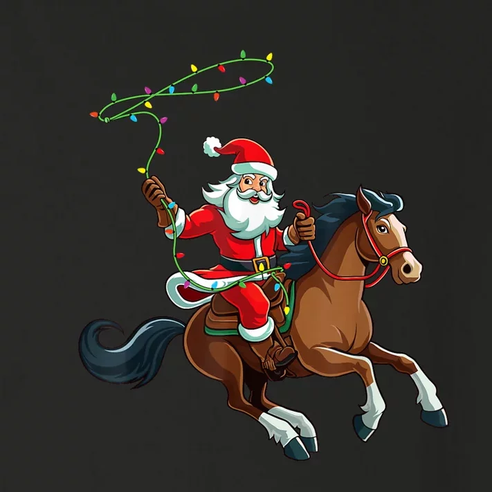 Cowboy Santa Riding A Horse Christmas Funny Toddler Long Sleeve Shirt