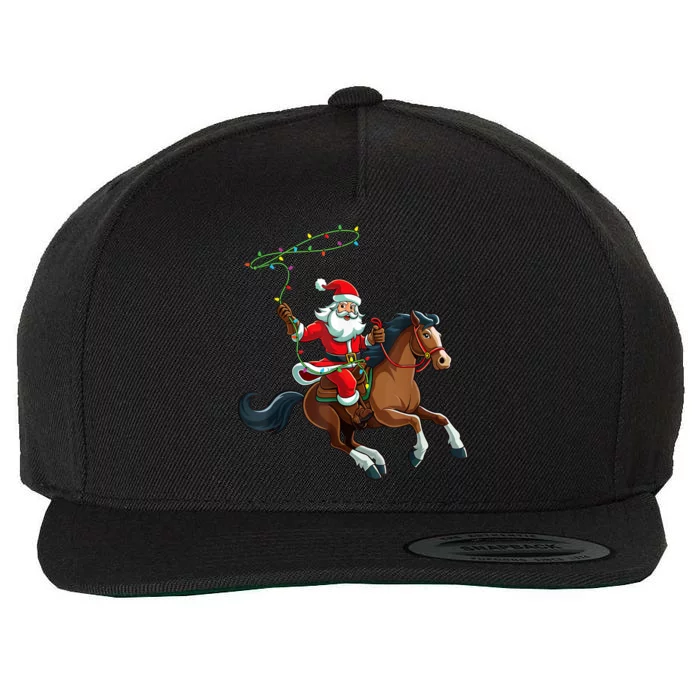 Cowboy Santa Riding A Horse Christmas Funny Wool Snapback Cap