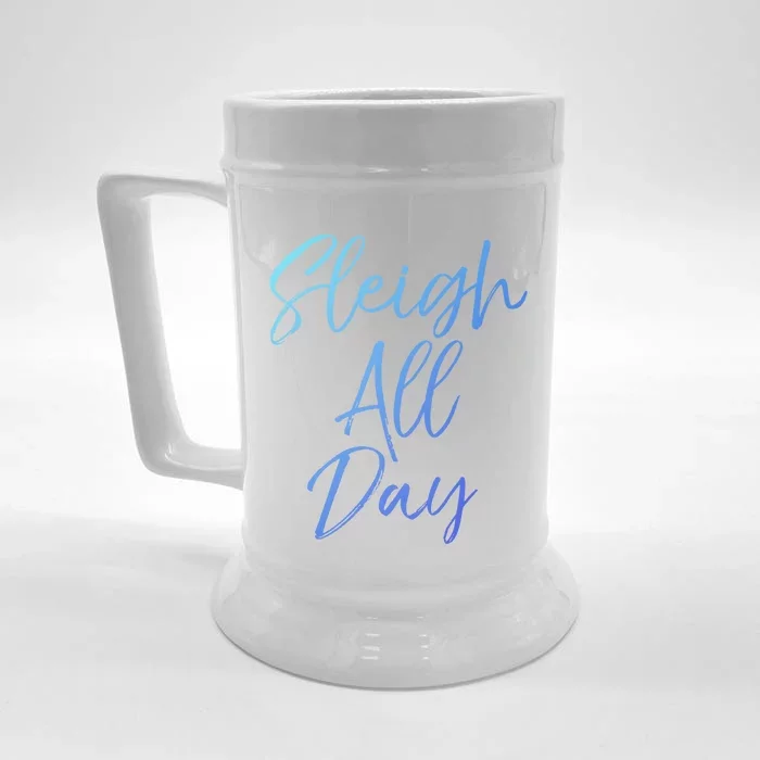 Cute Snow Sledding Quote Winter Sleigh All Day Gift Front & Back Beer Stein