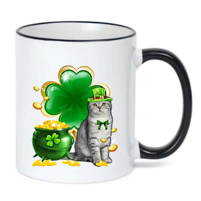 Cat Shamrock St Patricks Day Cat Irish Gift Cute Gift Black Color Changing Mug