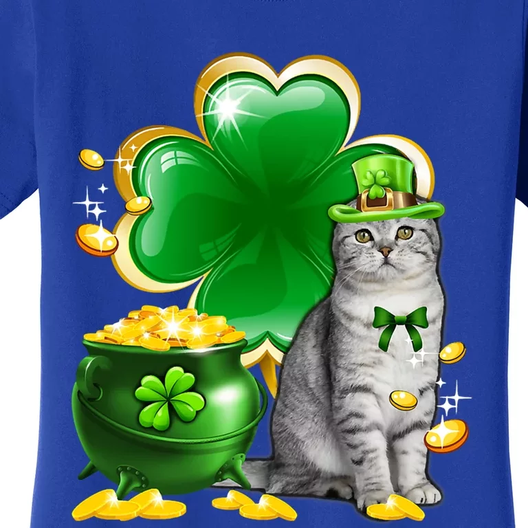 Cat Shamrock St Patricks Day Cat Irish Gift Cute Gift Women's T-Shirt