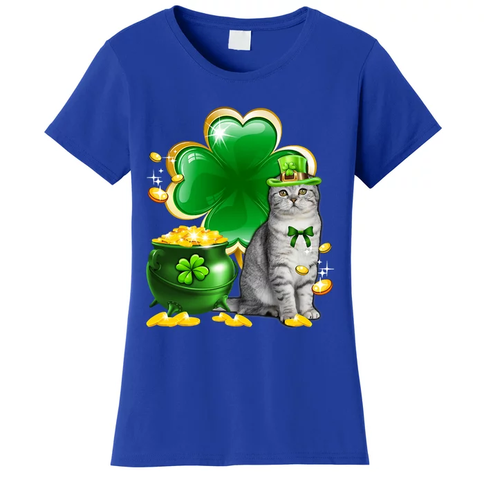 Cat Shamrock St Patricks Day Cat Irish Gift Cute Gift Women's T-Shirt