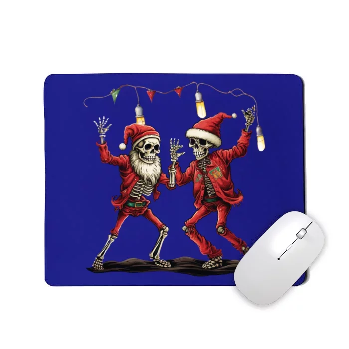 Christmas Skeleton Santa Claus Dancing Santa Hat Xmas Lights Gift Mousepad