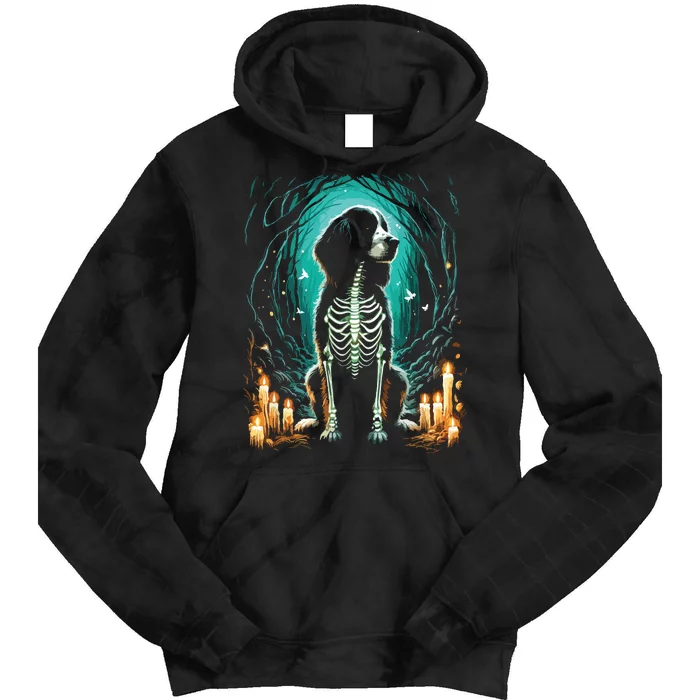 Cool Springer Spaniel Dog Skeleton Halloween Dog Mom Dad Tie Dye Hoodie