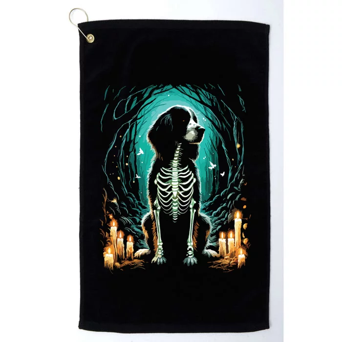 Cool Springer Spaniel Dog Skeleton Halloween Dog Mom Dad Platinum Collection Golf Towel