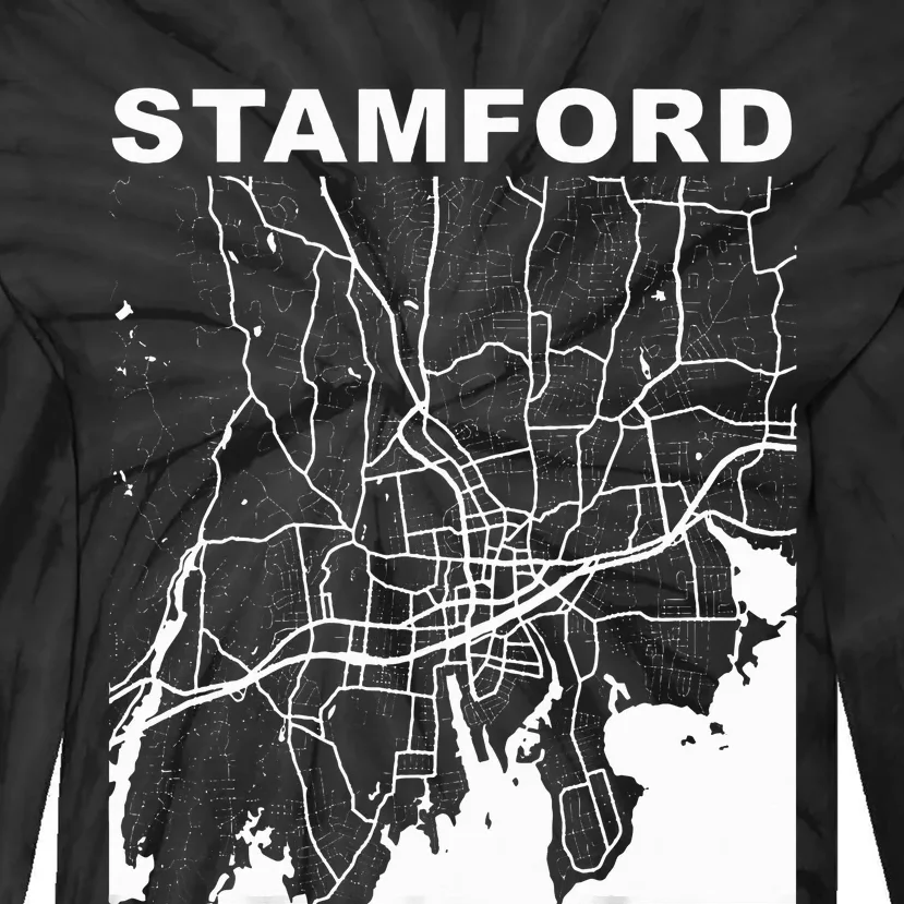 Connecticut Souvenir Stamford City Street Map Tie-Dye Long Sleeve Shirt