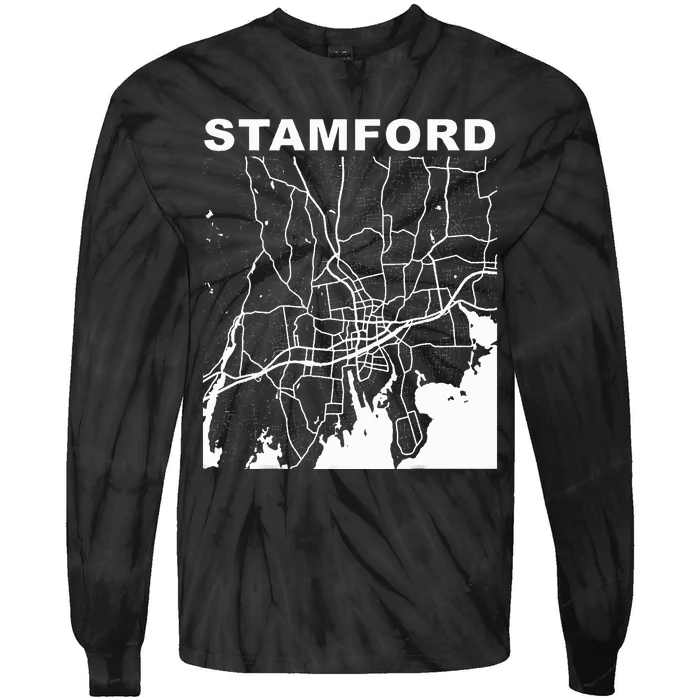 Connecticut Souvenir Stamford City Street Map Tie-Dye Long Sleeve Shirt