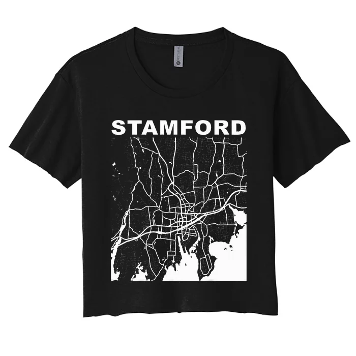 Connecticut Souvenir Stamford City Street Map Women's Crop Top Tee