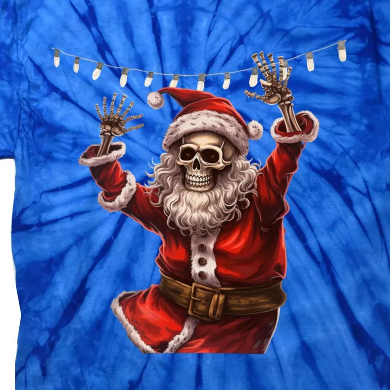 Christmas Skeleton Santa Claus Dancing Gift Xmas Gift Tie-Dye T-Shirt