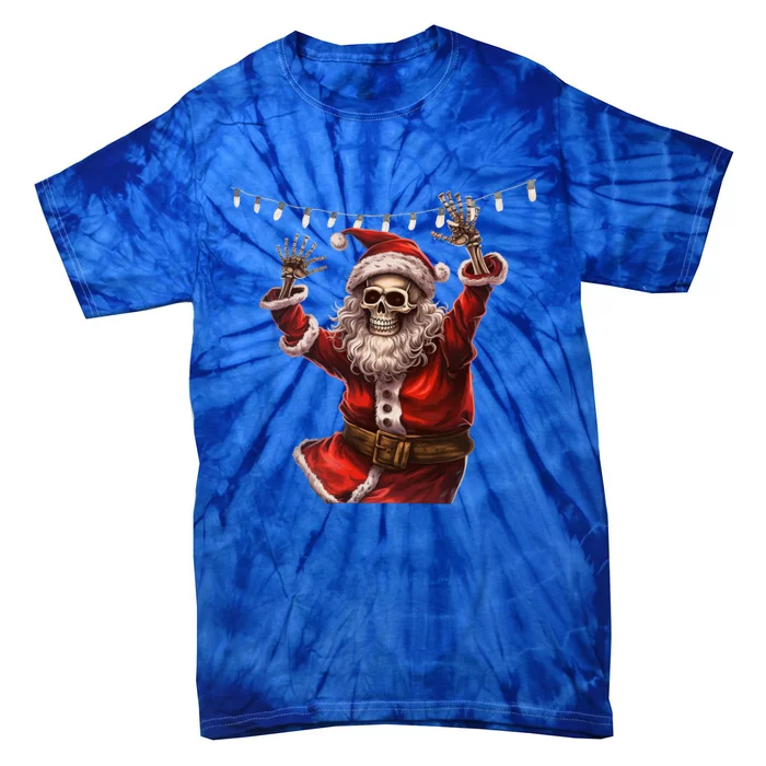 Christmas Skeleton Santa Claus Dancing Gift Xmas Gift Tie-Dye T-Shirt