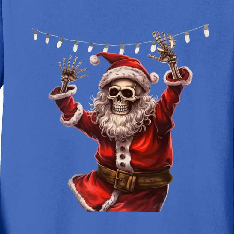 Christmas Skeleton Santa Claus Dancing Gift Xmas Gift Kids Long Sleeve Shirt