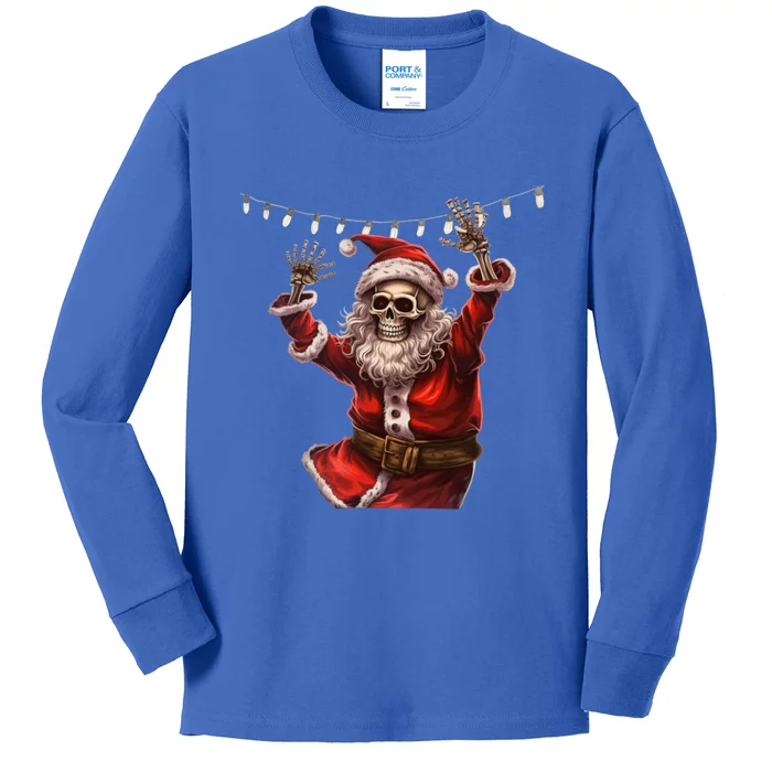 Christmas Skeleton Santa Claus Dancing Gift Xmas Gift Kids Long Sleeve Shirt