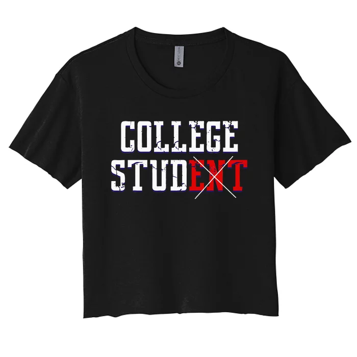 College Stud Student Funny Novelty Humor Women's Crop Top Tee