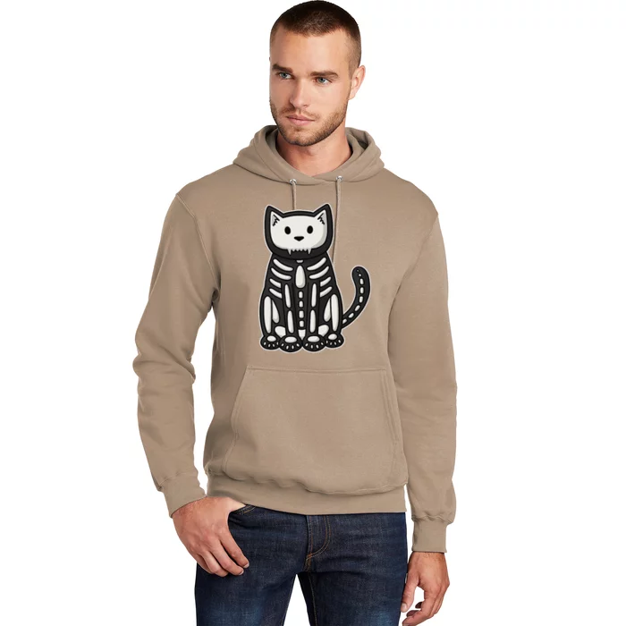 Cute Spooky Skeleton Cat Halloween Costume Cat Lover Gifts Hoodie