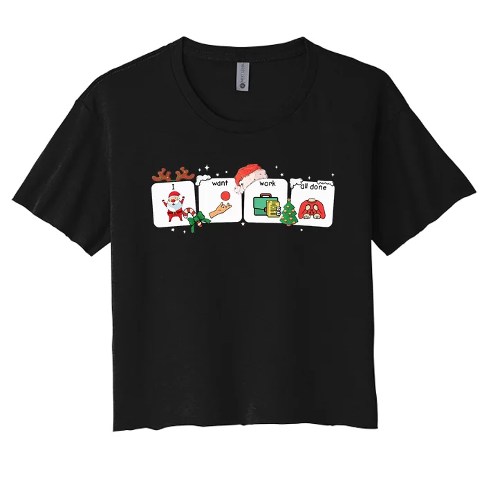 Christmas Santa Special Education Funny SPED Teacher Xmas PJ Women's Crop Top Tee