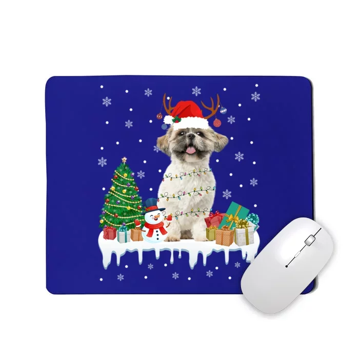 Cute Santa Shih Tzu Dog Christmas Lights Pajama Gift Mousepad