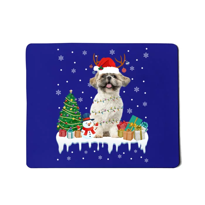 Cute Santa Shih Tzu Dog Christmas Lights Pajama Gift Mousepad