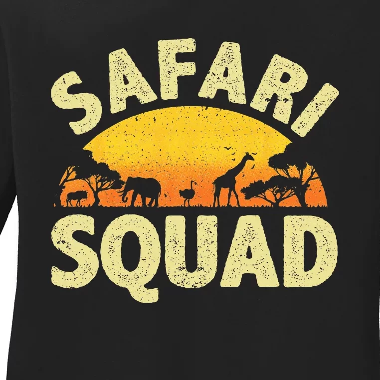 Cool Safari Squad Zoo Animal African Jungle Ladies Long Sleeve Shirt