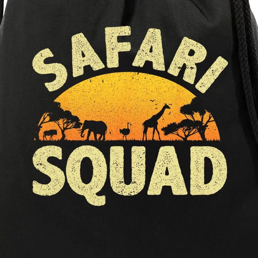 Cool Safari Squad For Men Women Zoo Animal African Jungle Drawstring Bag