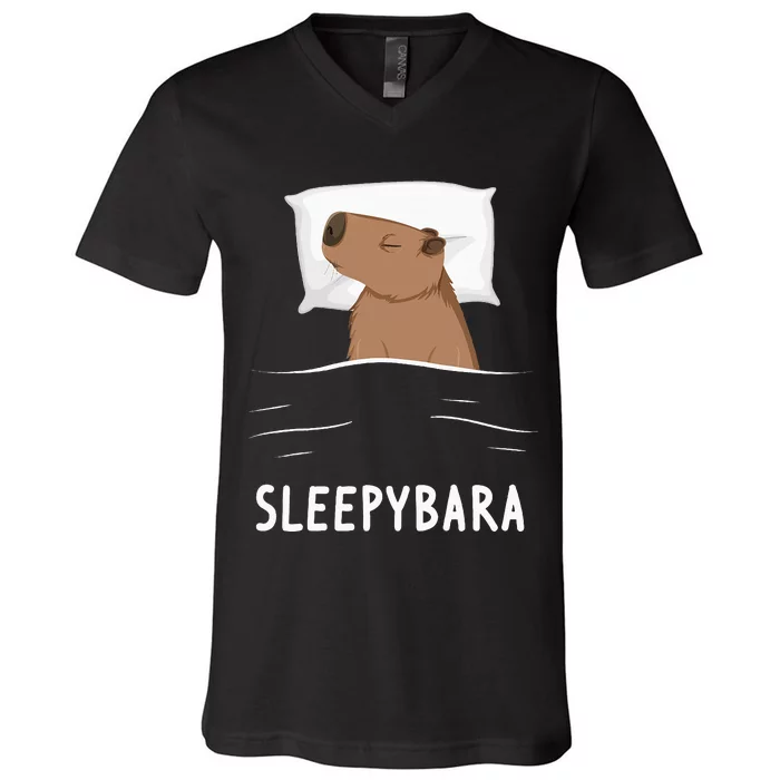 Capybara Sleepybara Sleep Capybara V-Neck T-Shirt