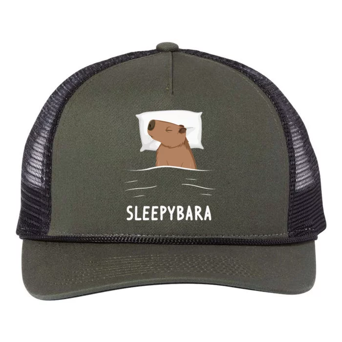 Capybara Sleepybara Sleep Capybara Retro Rope Trucker Hat Cap