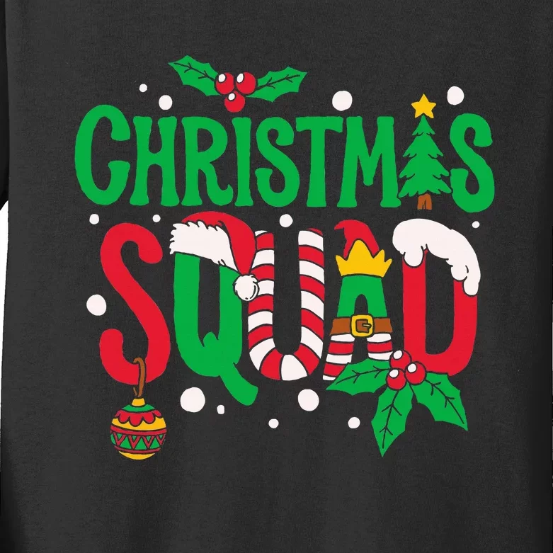 Christmas Squad Santa Elf Family Matching Pajamas Kids Long Sleeve Shirt