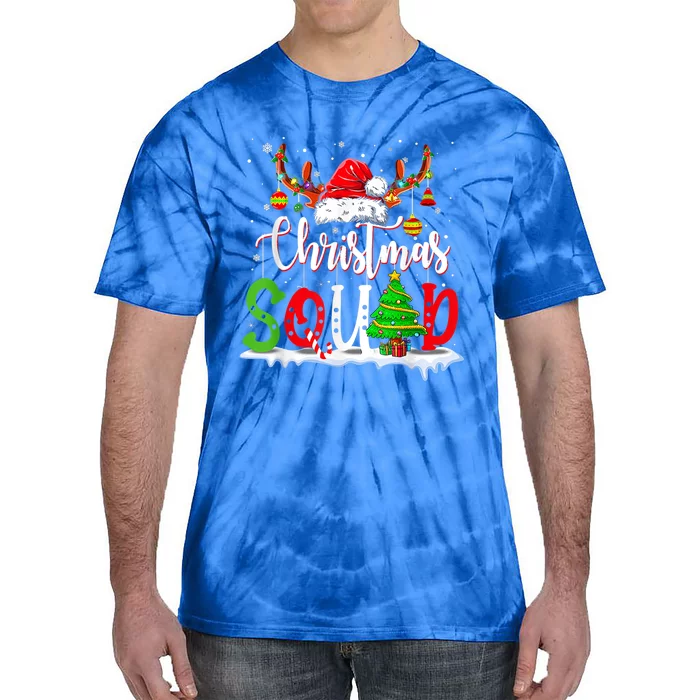 Christmas Squad Santa Hat Reindeer Family Matching Xmas Gift Tie-Dye T-Shirt