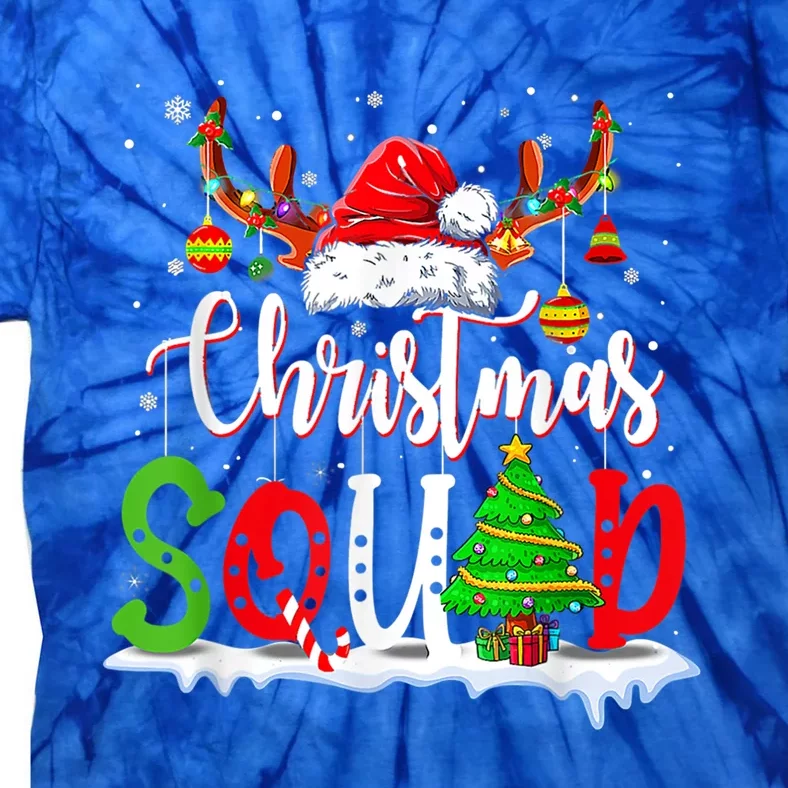 Christmas Squad Santa Hat Reindeer Family Matching Xmas Gift Tie-Dye T-Shirt