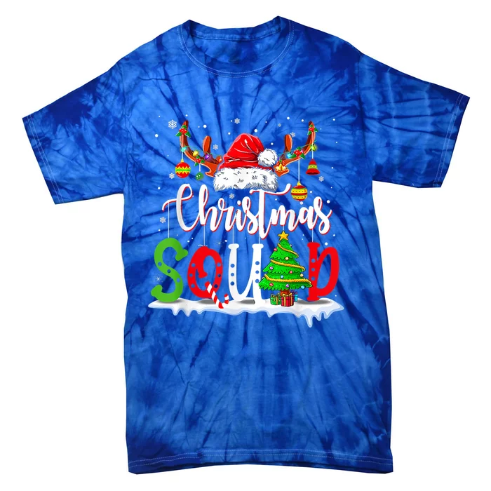 Christmas Squad Santa Hat Reindeer Family Matching Xmas Gift Tie-Dye T-Shirt