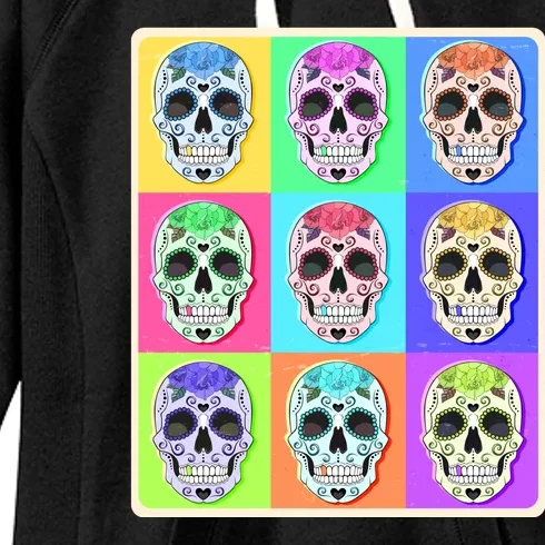 Cool Sugar Skull Pop Art Women's Fleece Hoodie