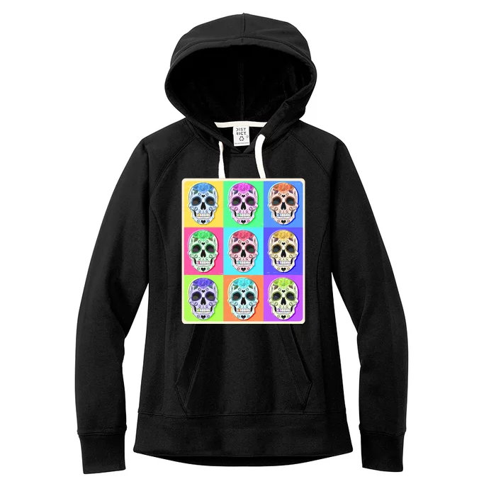 Cool Sugar Skull Pop Art Women's Fleece Hoodie