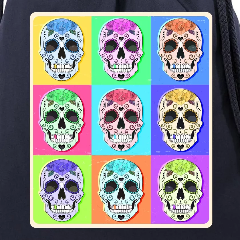 Cool Sugar Skull Pop Art Drawstring Bag