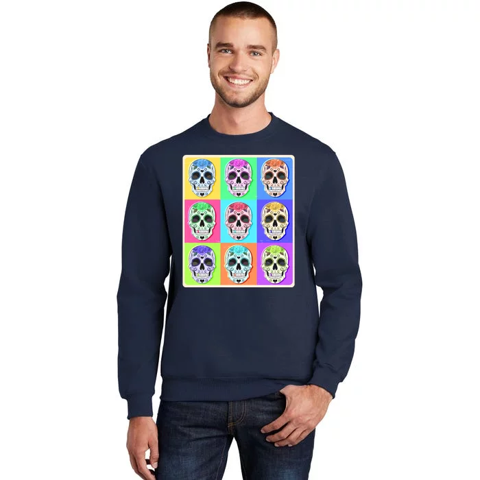 Cool Sugar Skull Pop Art Tall Sweatshirt