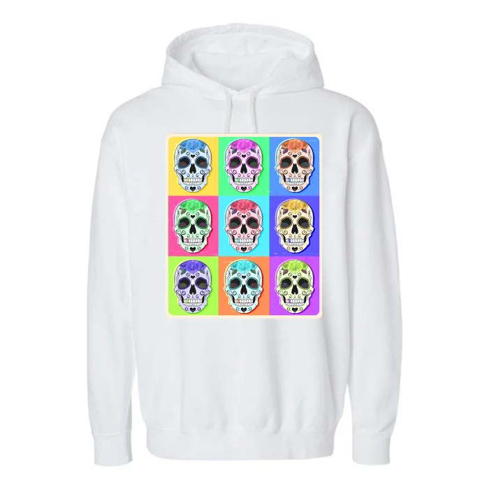 Cool Sugar Skull Pop Art Garment-Dyed Fleece Hoodie