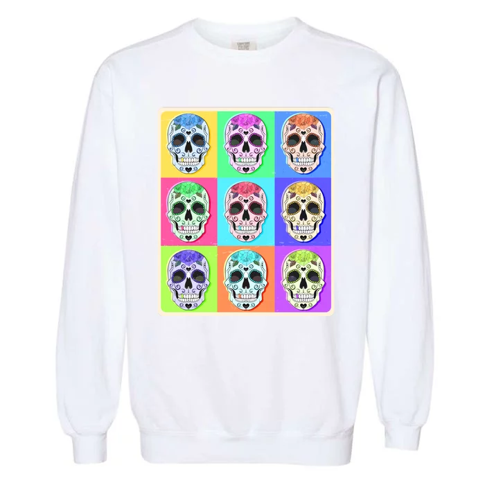 Cool Sugar Skull Pop Art Garment-Dyed Sweatshirt