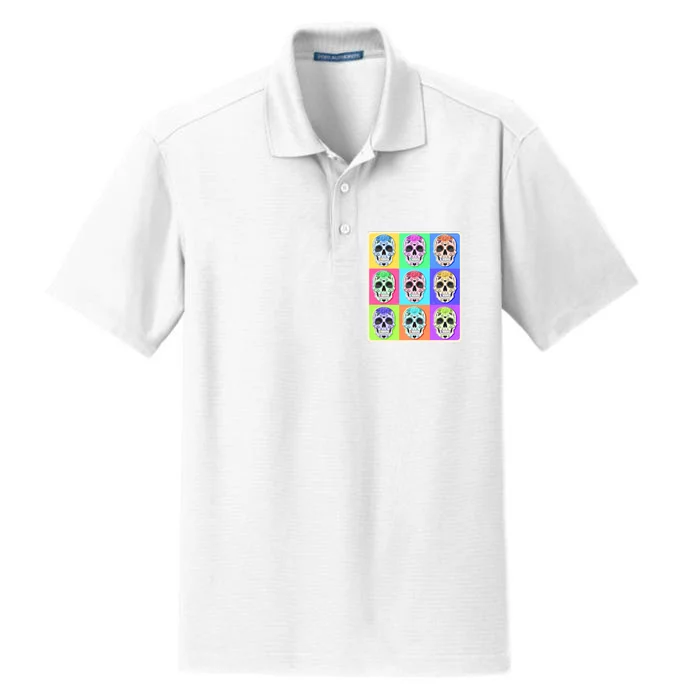 Cool Sugar Skull Pop Art Dry Zone Grid Performance Polo