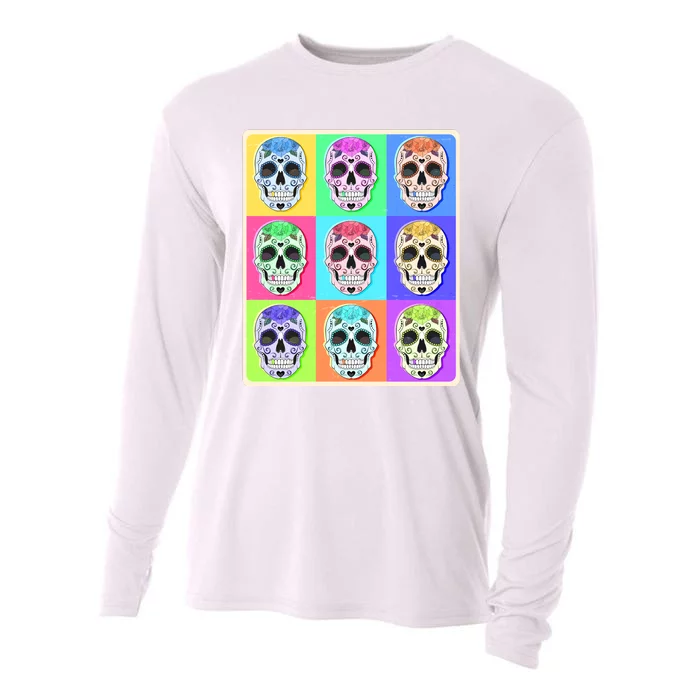 Cool Sugar Skull Pop Art Cooling Performance Long Sleeve Crew