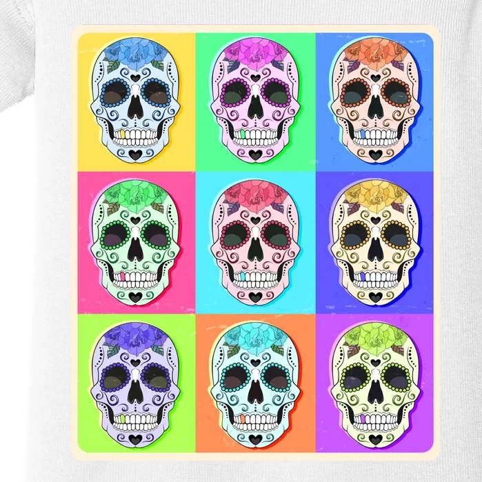 Cool Sugar Skull Pop Art Baby Bodysuit