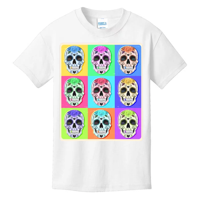 Cool Sugar Skull Pop Art Kids T-Shirt