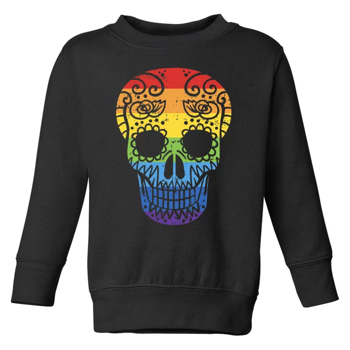 Colorful Sugar Skull LGBT Halloween Day Of The Dead LGBTQ+ Pride Toddler Sweatshirt