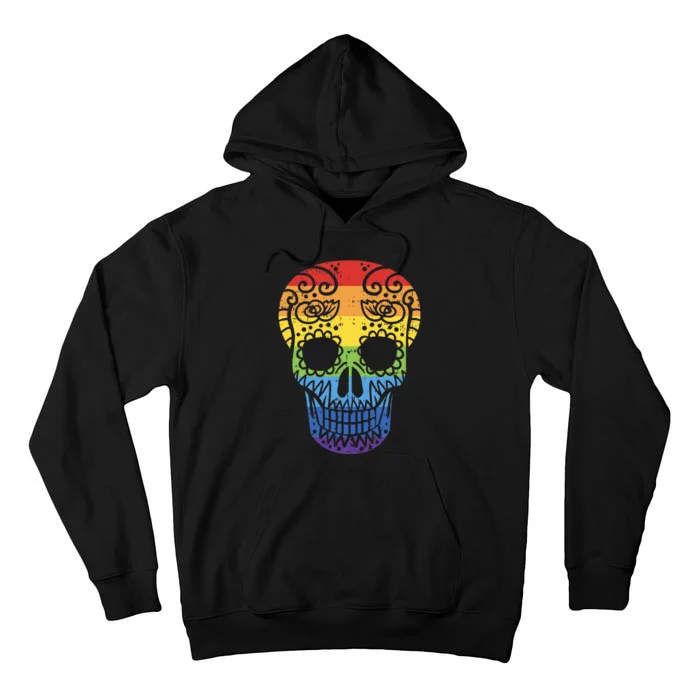 Colorful Sugar Skull LGBT Halloween Day Of The Dead LGBTQ+ Pride Tall Hoodie