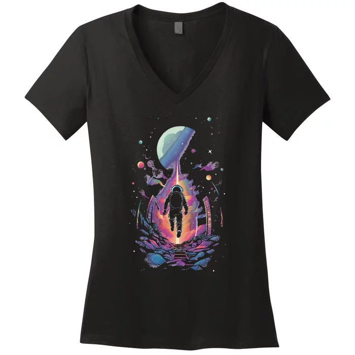 Cool Spaceman Scifi Astronaut Space Women's V-Neck T-Shirt